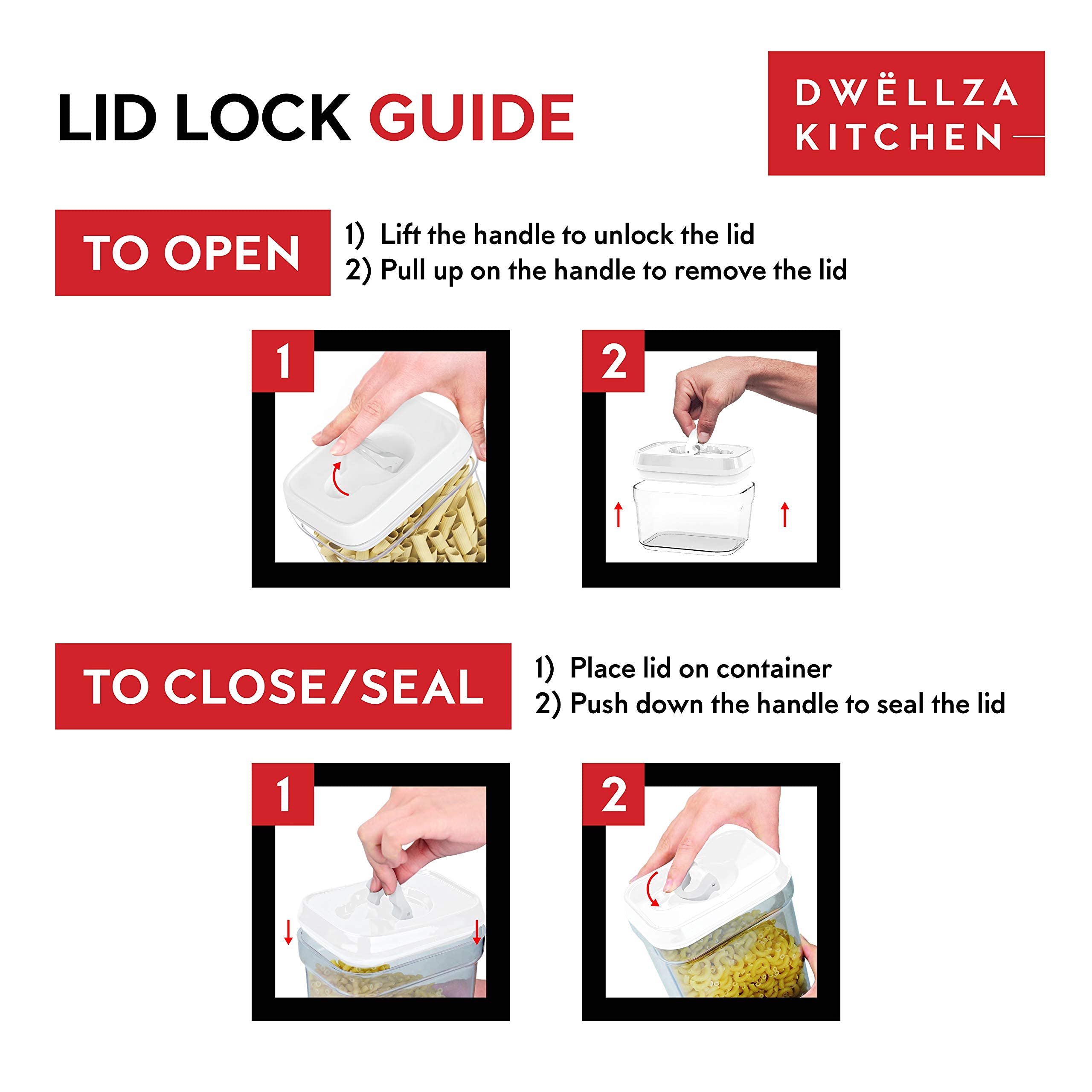 DWËLLZA 7-Piece Airtight Food Containers Set - BPA-Free for Pasta, Snacks & More - Perfect for Kitchen Pantry Storage
