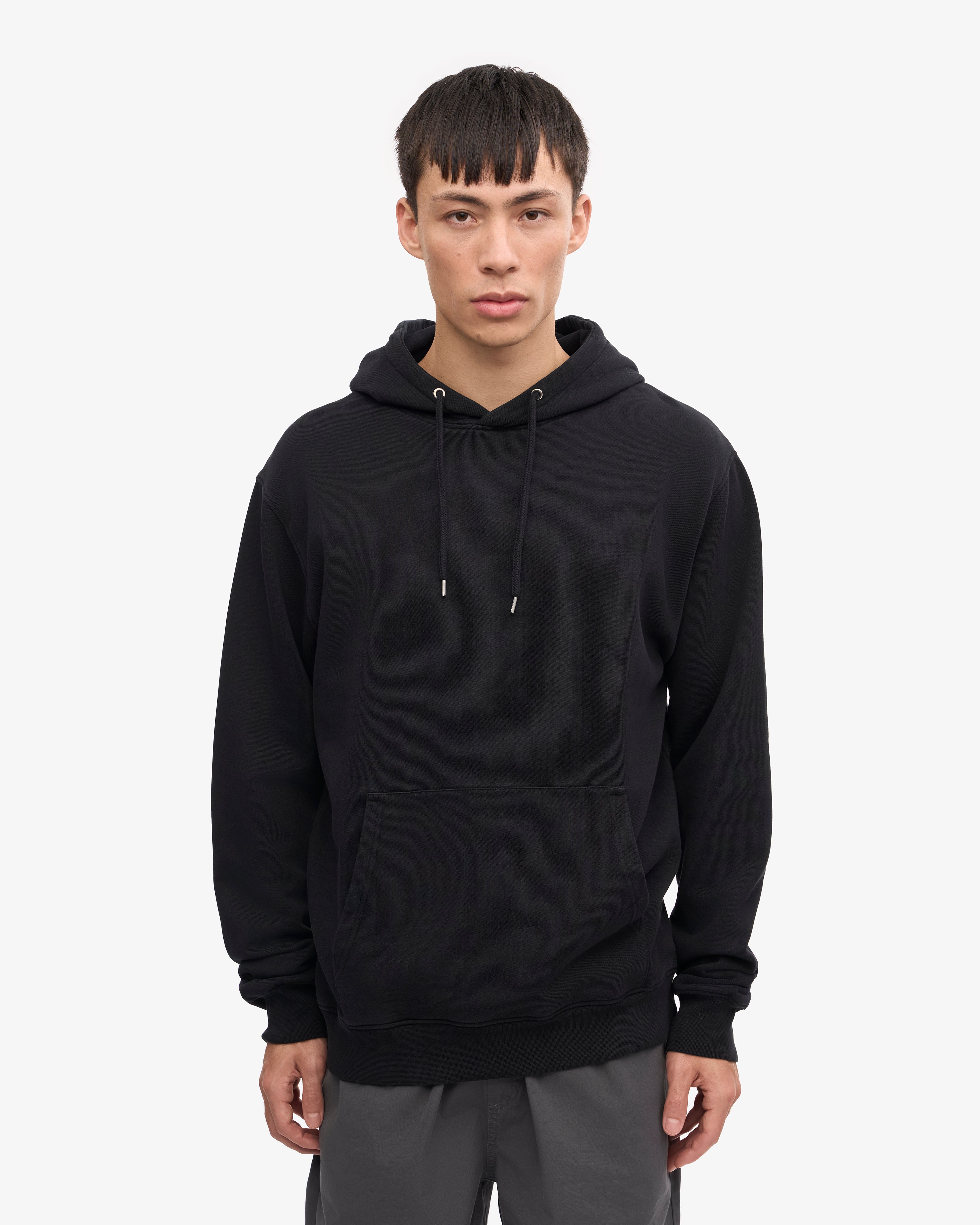 Classic Organic Cotton Hoodie - Deep Black for Men & Women | Cozy Casual Wear for Everyday Comfort & Street Style