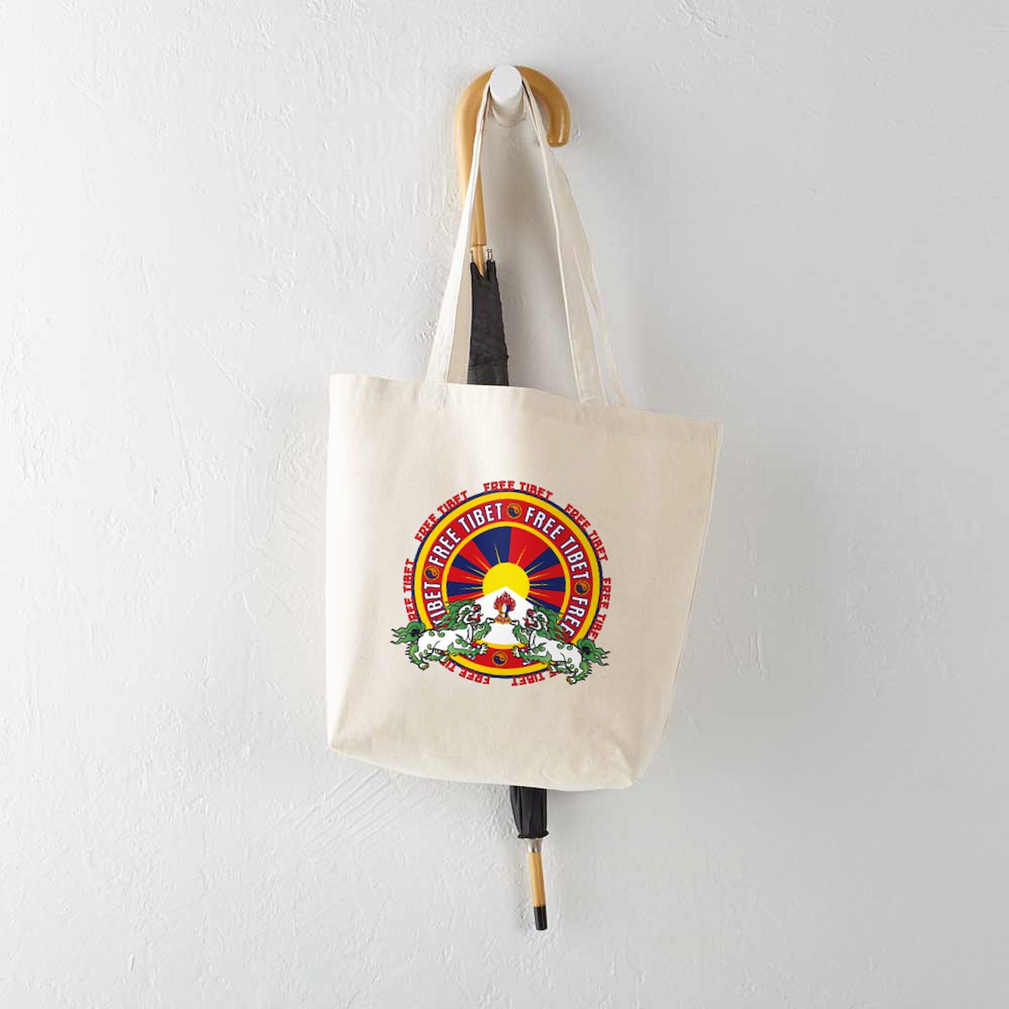 Free Tibet Snow Lions Tote Bag - Eco-Friendly Natural Canvas Reusable Shopping Bag for Groceries, Beach & Daily Use | CafePress