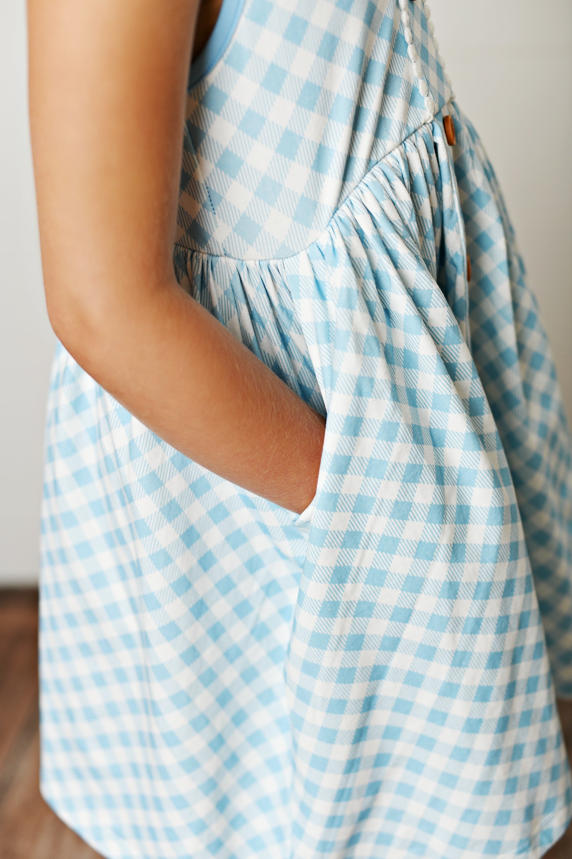 Blue Gingham Picnic Dress - Floral Print Summer Dress for Women | Perfect for Outdoor Picnics, Beach Vacations & Garden Parties