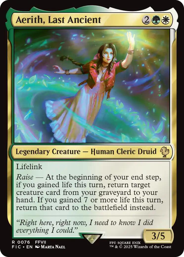 Aerith, Last Ancient (Surge Foil) - Final Fantasy Commander Card - Collectible Trading Card Game for MTG & EDH Players - Perfect for Fantasy RPG Game Nights & Tournaments
