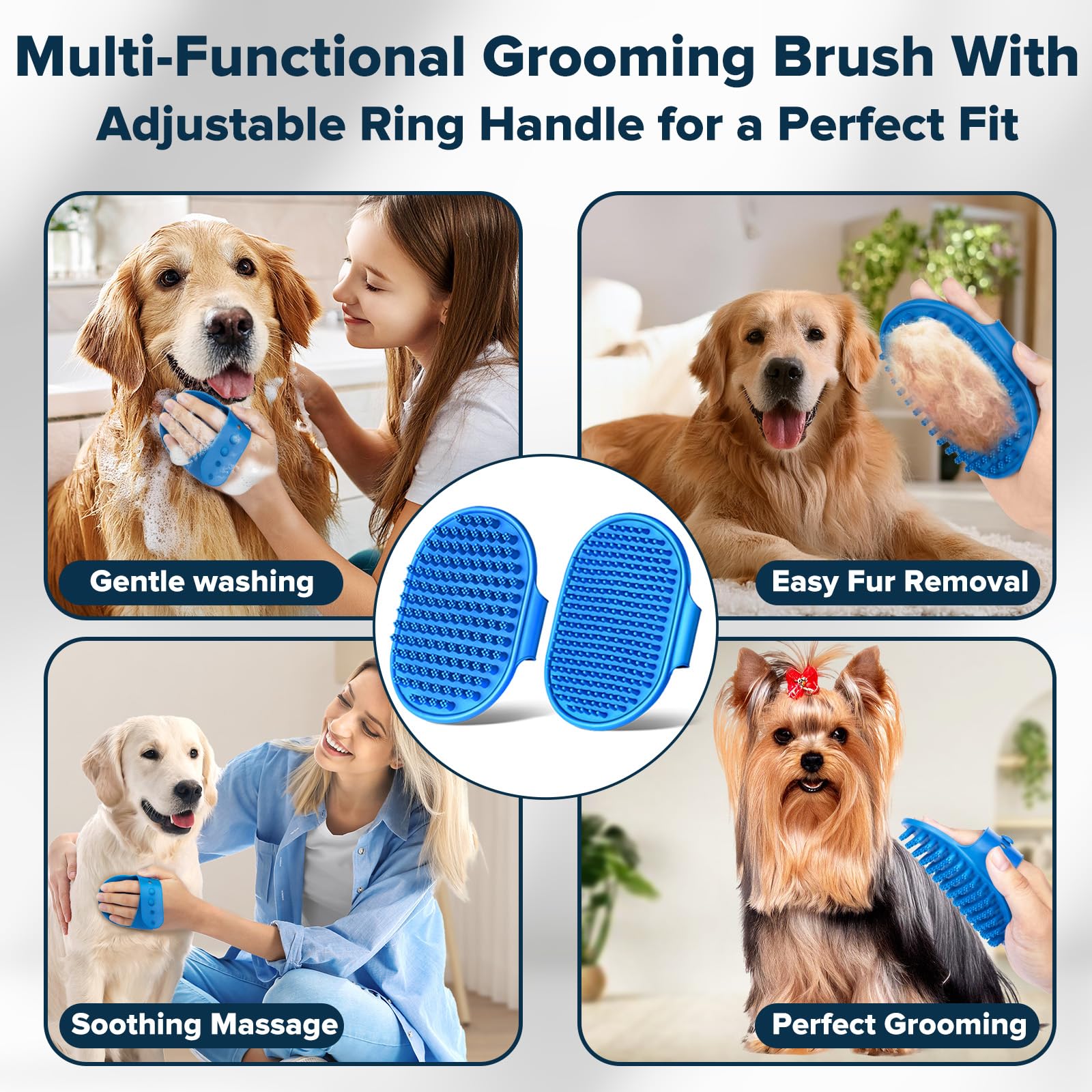 6PCS Pet Grooming Kit - Dog Washing Gloves, Bath Brush & Toothbrush Finger for Dogs & Cats | Pet Bathing Supplies for Home Grooming & Cleaning | Dog Shampoo Brush & Grooming Gloves for Easy Bath Time
