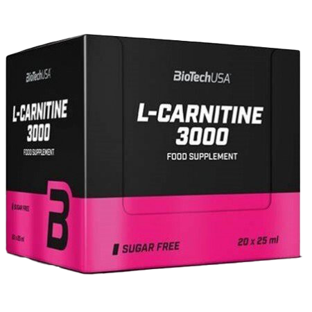 BioTechUSA L Carnitine 3000 Liquid Supplement - Lemon Flavor, 20 x 25ml Bottles for Energy Boost & Weight Management - Perfect for Workouts & Active Lifestyle
