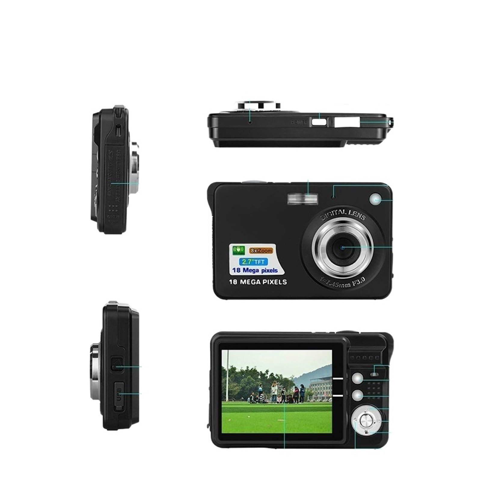18MP HD Digital Camera for Students - Selfie Video Camcorder with Card Reader (Red) | Perfect for School Projects, Travel Photography & Vlogging
