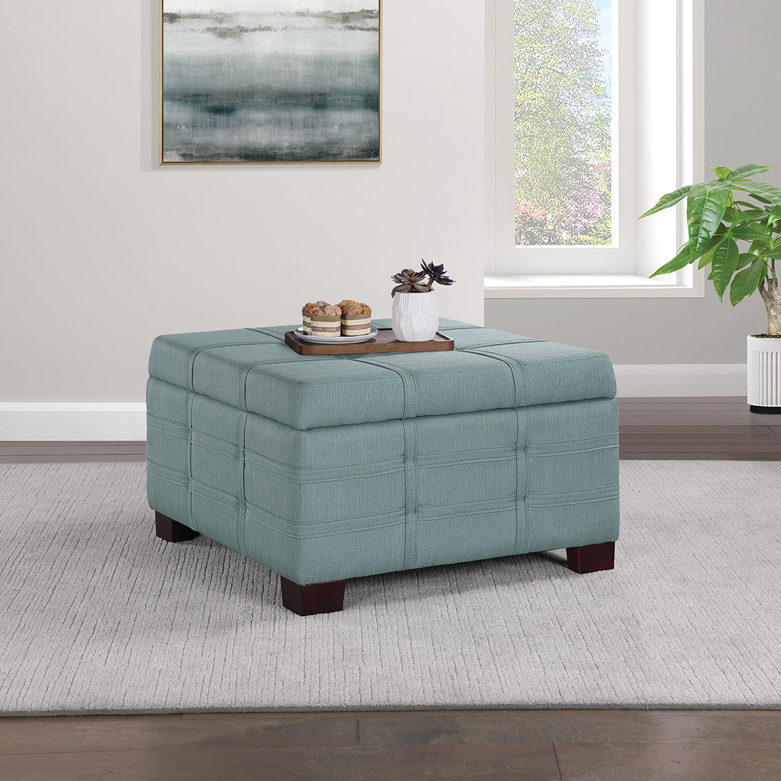 Office Star Ave Six Detour Strap Ottoman - Faux Leather Footrest Stool with Adjustable Straps [DTR3030S] - Perfect for Living Room, Bedroom & Office Comfort