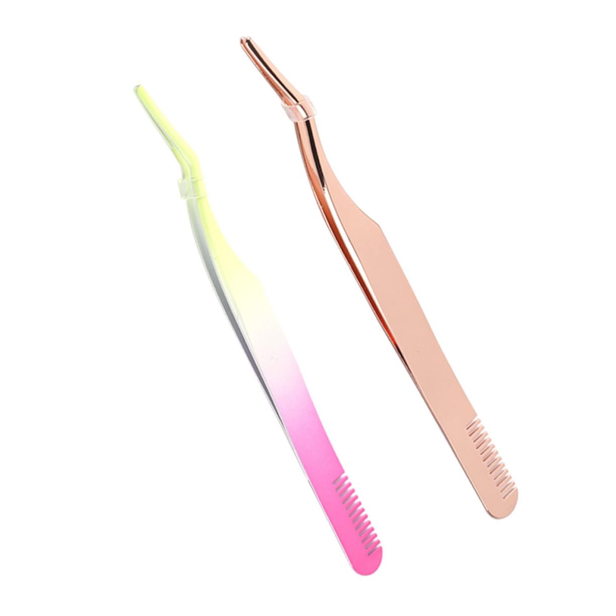 **Hemoton 2-Piece Rose Gold Eyelash Extension Tweezers Set – Curved Tip Lash Clips & Grafting Tools for Professional & DIY Lash Extensions – Perfect for Salon, Home Use & Makeup Kits**