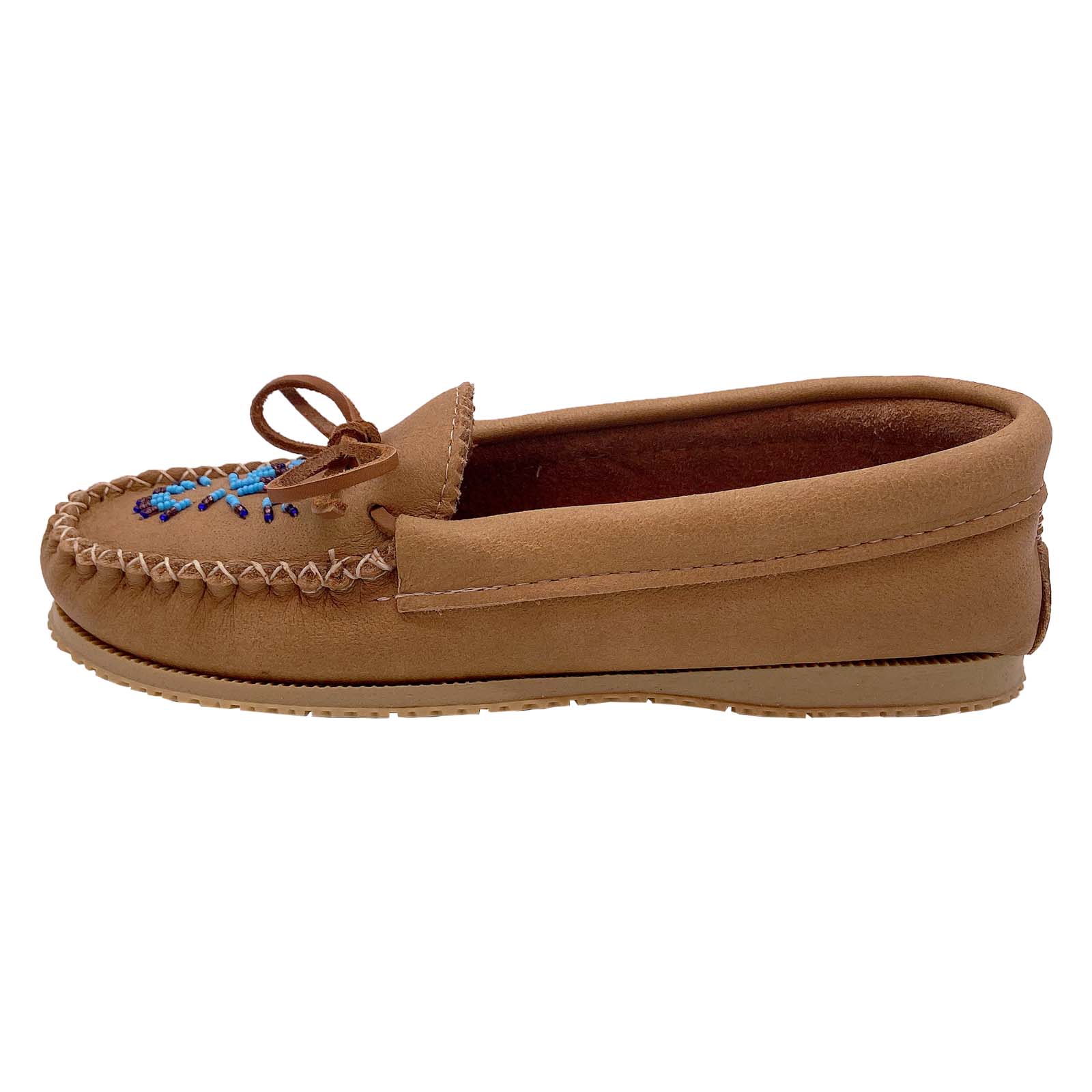 Women's Beaded Moccasin Shoes with Comfortable Rubber Sole - Perfect for Casual Wear, Indoor Slippers & Boho Fashion Outfits
