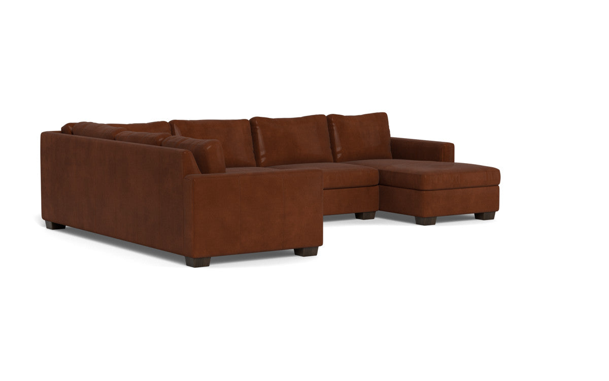 Track 141 Leather Corner Sectional Sofa with Right Chaise - Modern Living Room Furniture for Home Theater & Family Gatherings