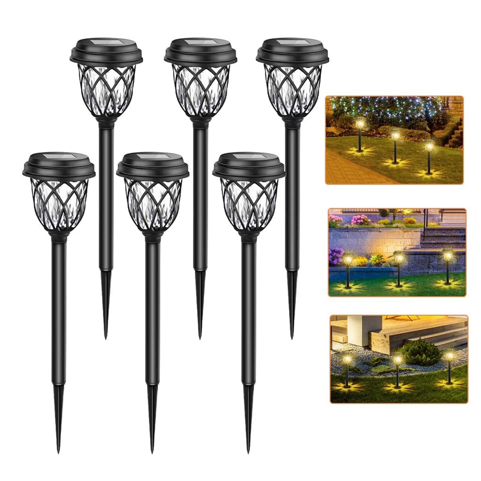 6 Pack Solar Garden Lights - Waterproof LED Path Lights for Outdoor Landscape Decoration | Automatic Dusk to Dawn Lighting for Garden, Pathway, Driveway, Courtyard, Lawn, Patio & Backyard | Perfect for Evening Ambiance and Safety Lighting
