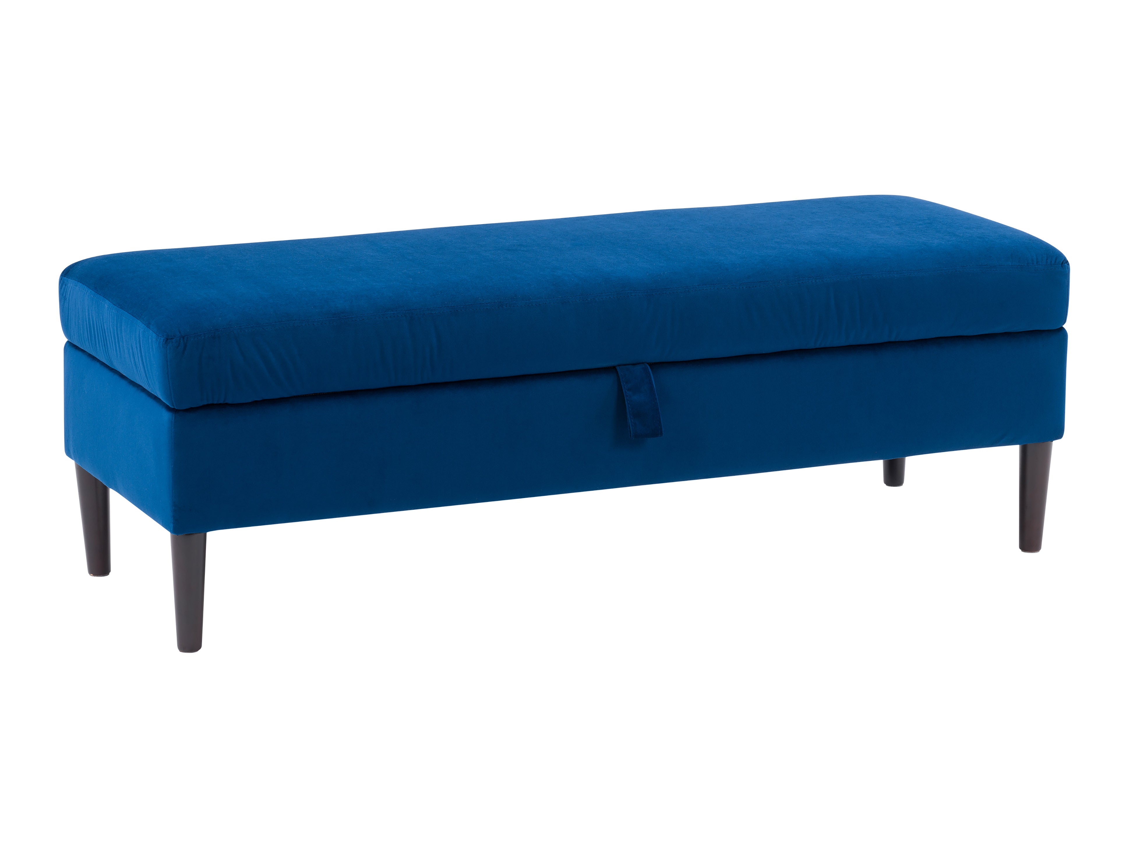 Blue Velvet Storage Ottoman with Removable Top - Stylish Footrest & Hidden Storage for Living Room, Bedroom, or Nursery - Perfect for Extra Seating & Organization
