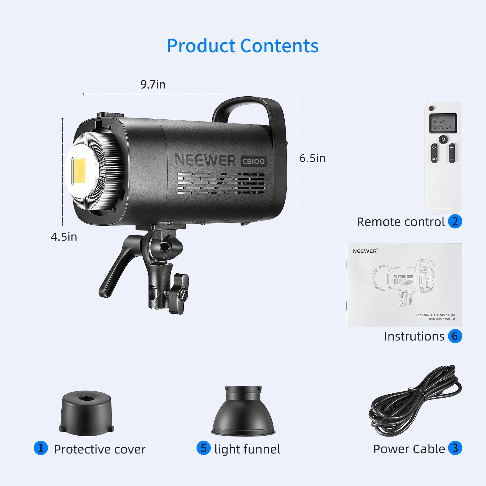NEEWER CB100 100W Continuous LED Light Panel - Dimmable Studio Lighting for Photography, Videography, YouTube & Live Streaming