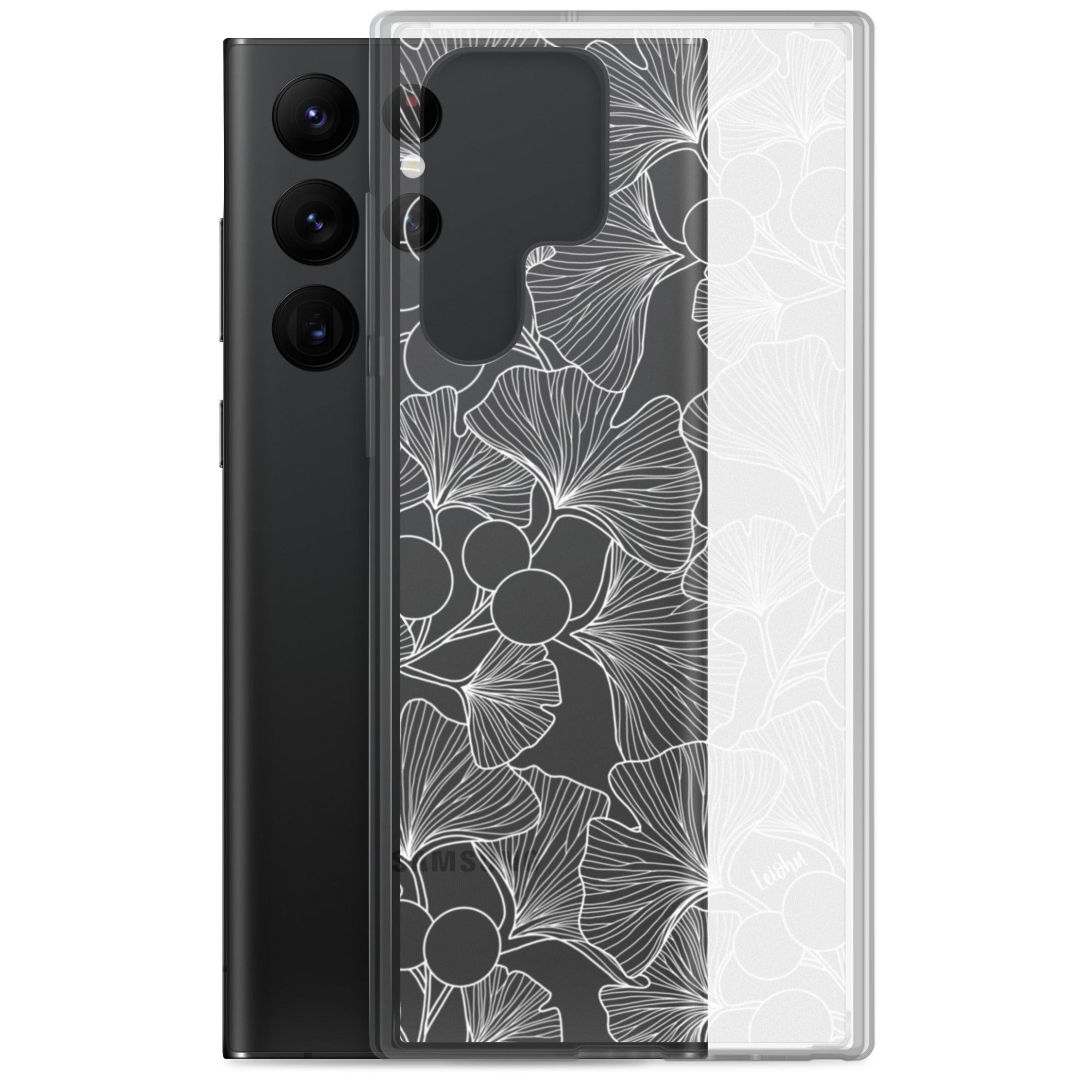 Premium Gingko Clear Case for Samsung Galaxy - Slim Protective Phone Cover for Everyday Use, Travel & Work