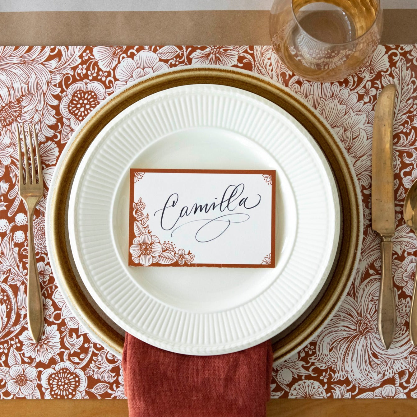 Elegant Harvest Blooms Place Cards for Weddings, Parties & Events - Floral Name Cards for Table Settings & Seating Arrangements