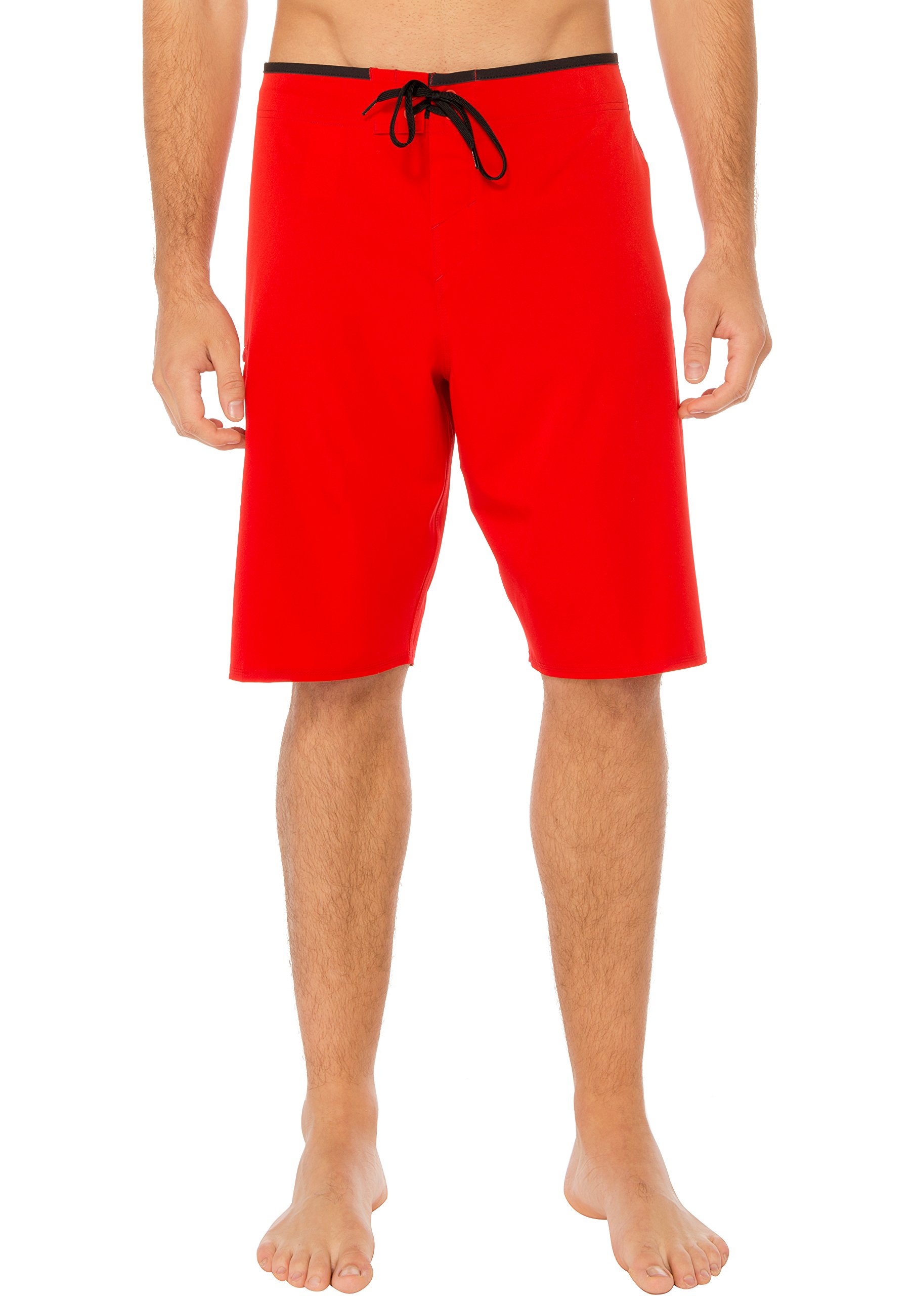 **Men's DuraFit Stretch Solid Board Shorts - Quick-Dry Swim Trunks for Beach, Surfing & Swimming - Red Textured Size 36**