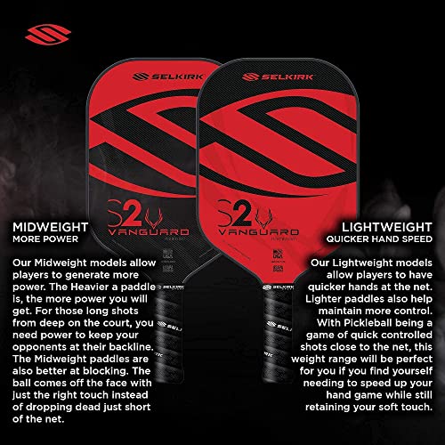 Selkirk Vanguard Hybrid X5 & X6 Core Pickleball Paddles - Carbon Fiber Lightweight & Midweight Pickleball Rackets | USA-Made for Competitive Play & Recreational Games | Perfect for Tournaments, Backyard Fun & Club Play