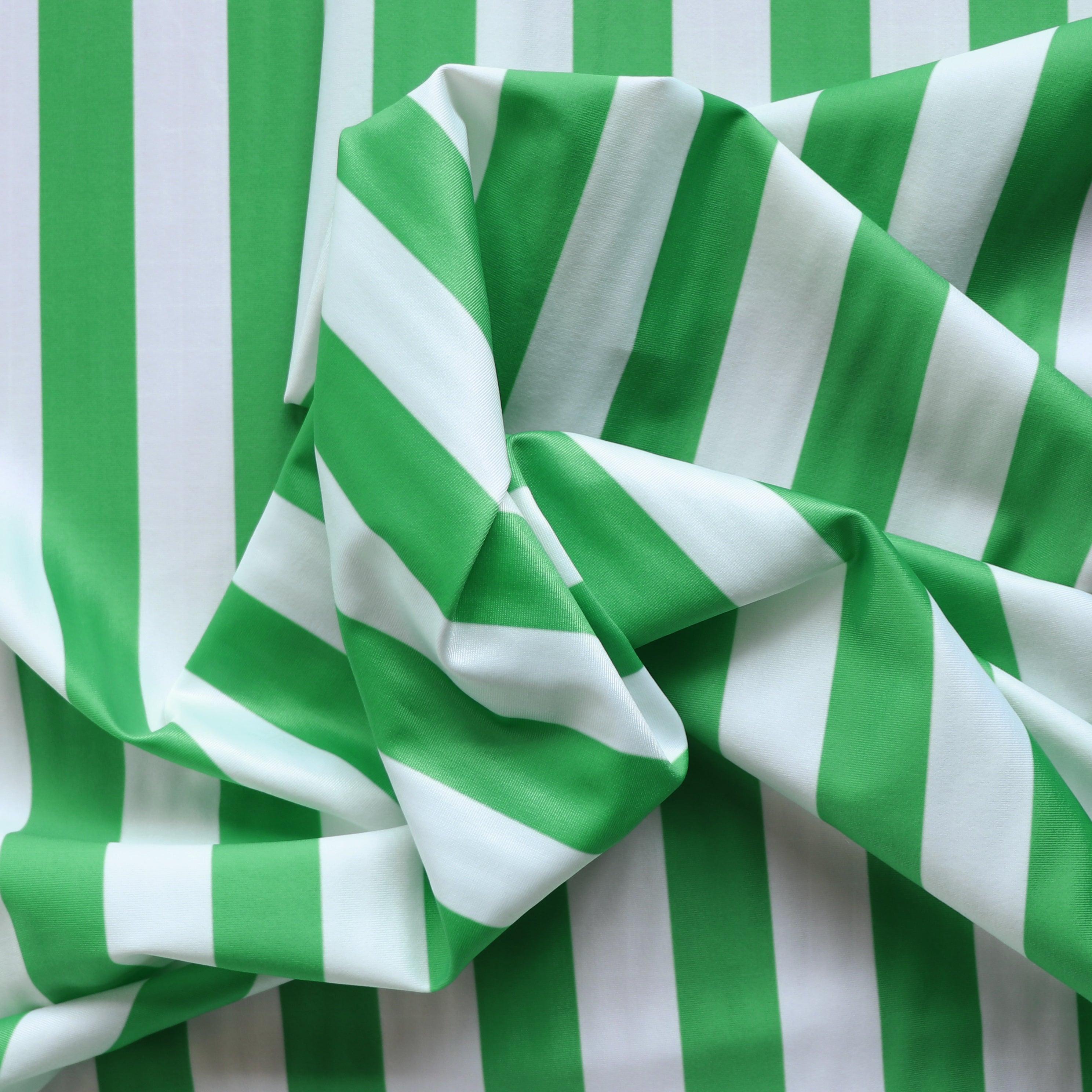 ECONYL® Recycled Nylon Activewear & Swimwear Jersey - Emerald Stripe for Yoga, Beach & Sustainable Fashion | Eco-Friendly Workout & Swim Clothing