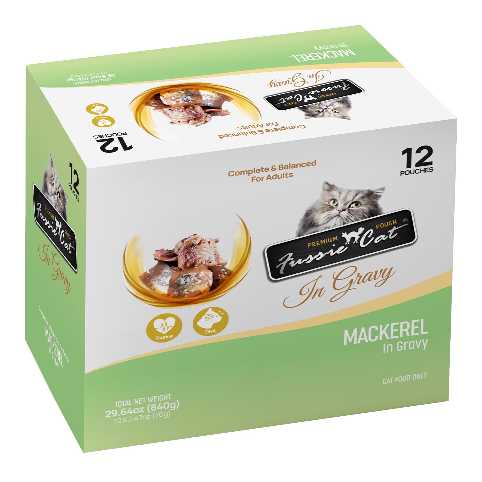 Premium Fussie Cat Mackerel in Gravy - High Protein Wet Cat Food for Adult & Senior Cats - Perfect for Picky Eaters & Mealtime Enrichment