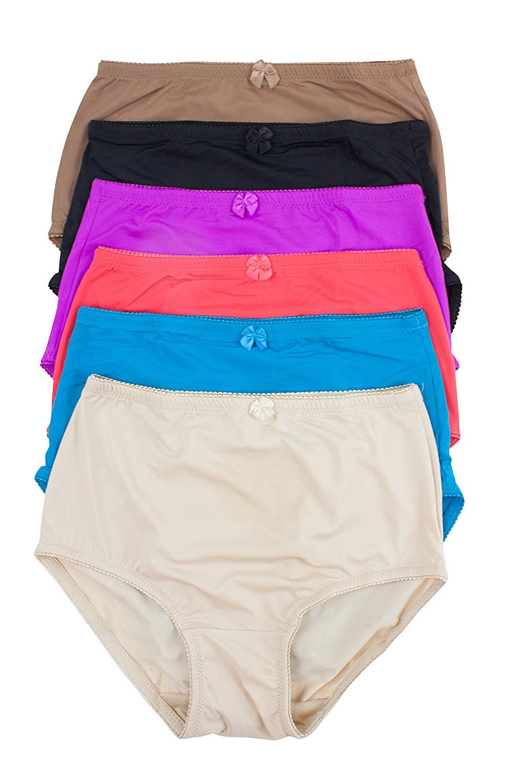 Barbra's 6 Pack Women's Plus Size Nylon Brief Underwear Panties - Soft Comfortable Cotton-Like Underpants for Everyday Wear (Large) - Perfect for Work, Travel & Lounge