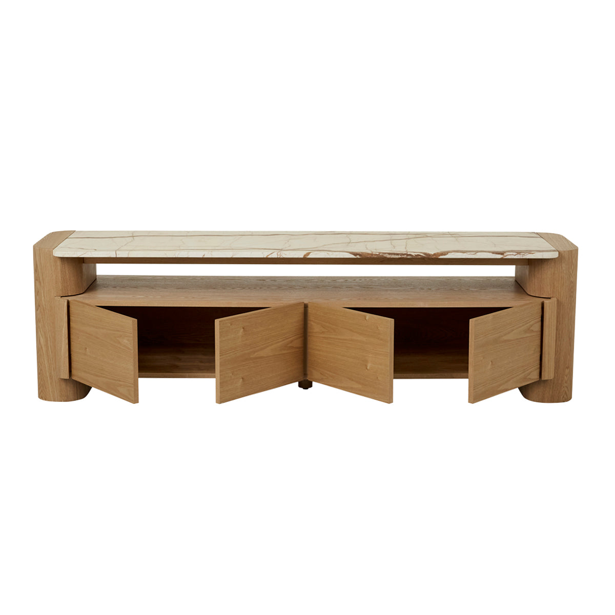 Floyd Marble TV Stand with Storage - Modern Entertainment Center for Living Room, Bedroom & Home Theater - Stylish Media Console with Shelves & Cabinets