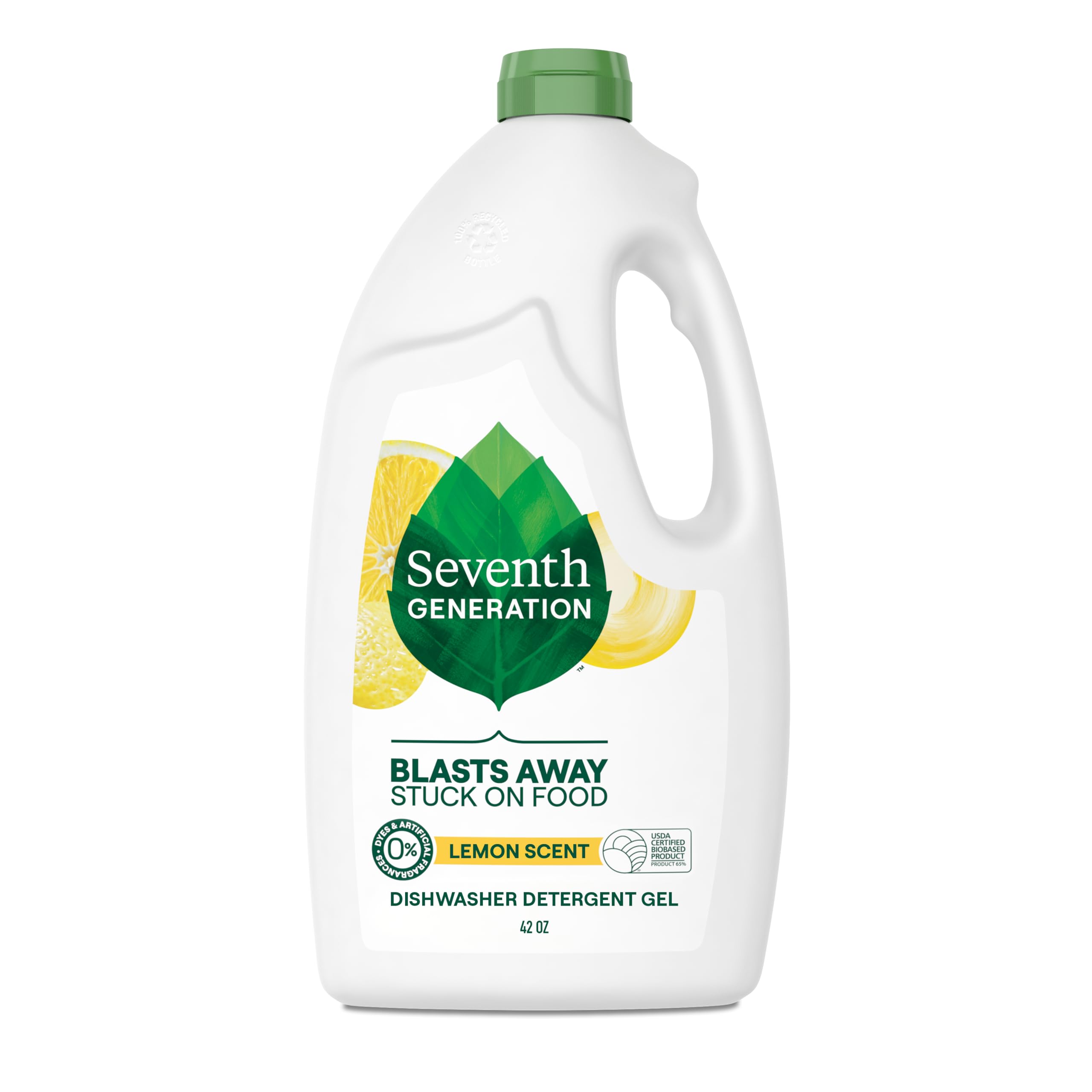 Seventh Generation Natural Dishwasher Detergent Liquid Gel - Lemon Scent, 42 Oz - Effectively Removes Stuck-On Food - Eco-Friendly & Biodegradable - Perfect for Daily Dishwashing & Tough Grease Cleaning