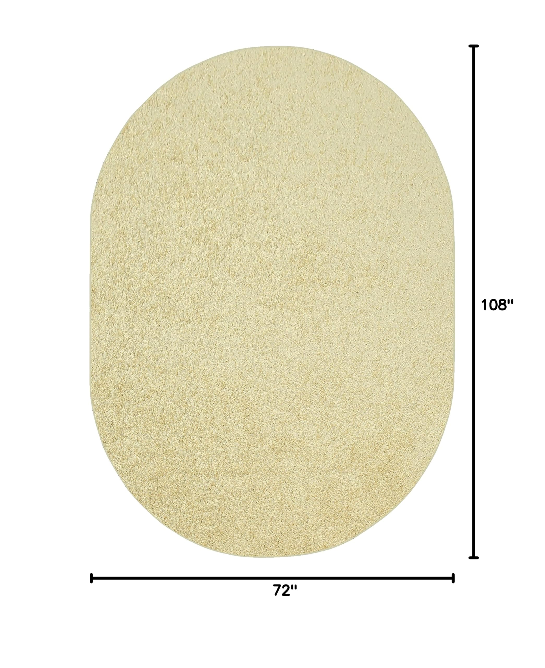 Ambiant Saturn Collection Kids' Favorite Yellow Area Rug 6' x 9' Oval - Stain Resistant Indoor Rug for Living Room, Bedroom, Dining Room | Soft & Durable for Pets & Children | Perfect for Home Decor, Playrooms, and Nursery