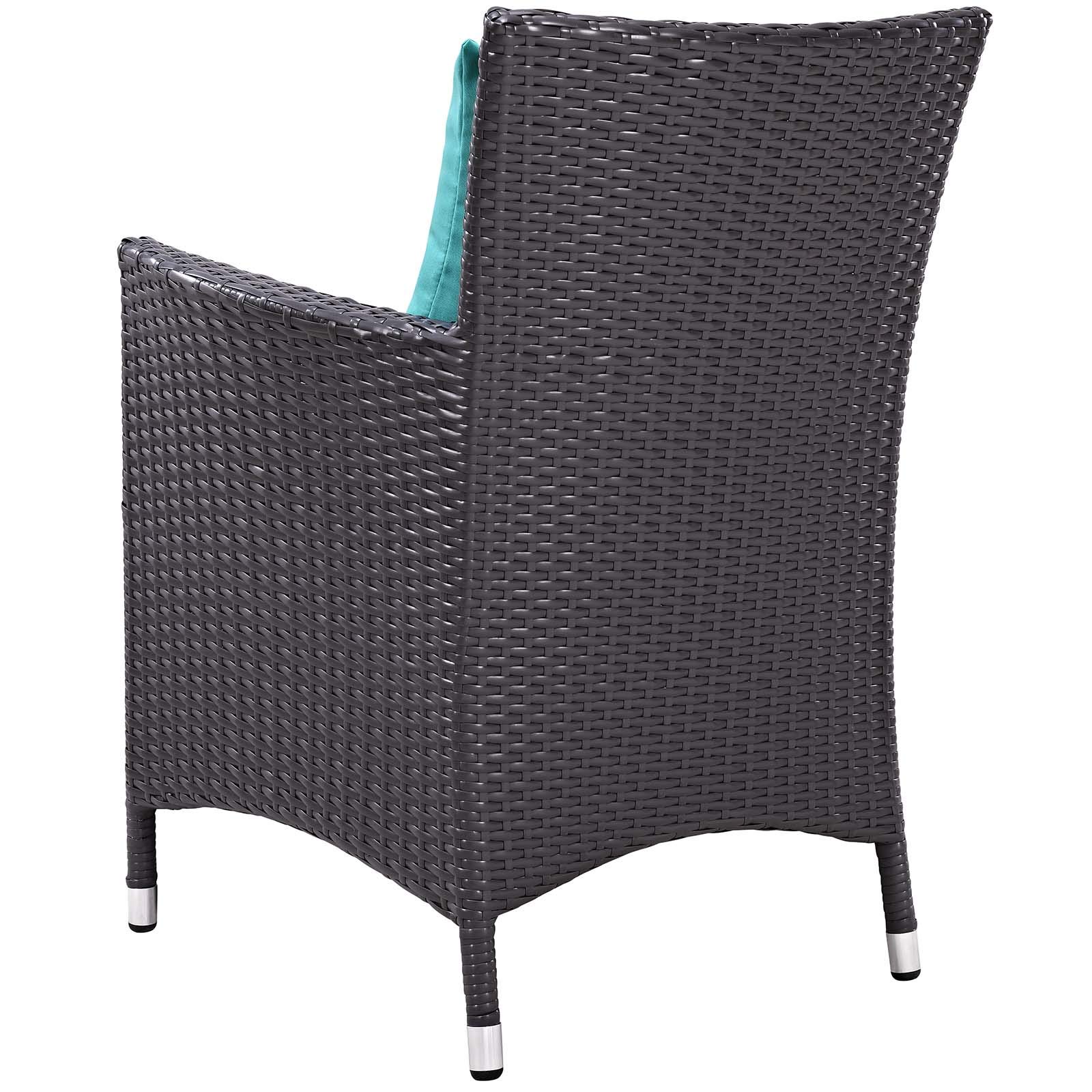 Modern Outdoor Patio Garden Lounge Coffee Fire Pit Table and Chair Set - Weather-Resistant Fabric Rattan Wicker Furniture in Blue - Perfect for Backyard, Poolside & Camping Gatherings