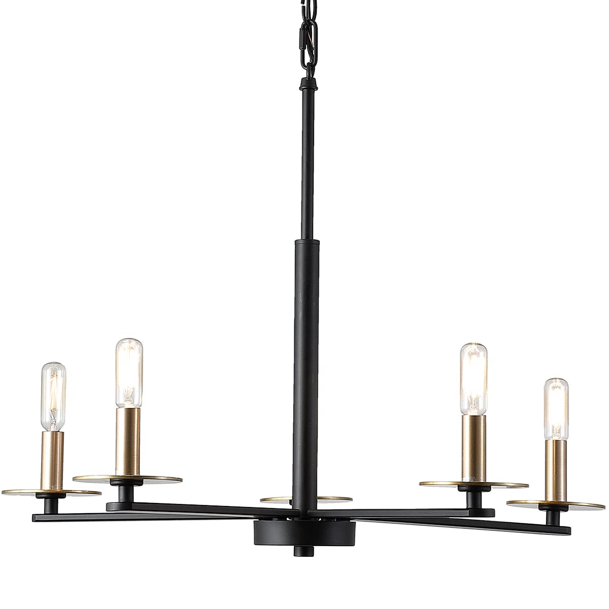 Brilloville 5-Light Modern Black Chandelier - Rustic Industrial Ceiling Hanging Light Fixture for Dining Room, Kitchen, Bedroom, Foyer & Entryway | Perfect for Farmhouse, Loft & Industrial Style Decor