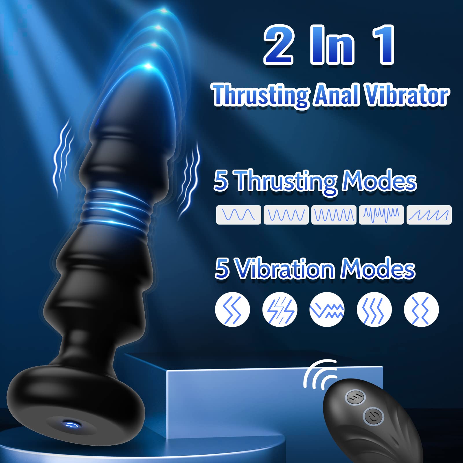 Remote Control Vibrating Anal Plug with Thrusting & 5 Vibration Modes - Prostate Massager for Men & Women, G-Spot Stimulator, Perfect for Couples Play & Solo Pleasure