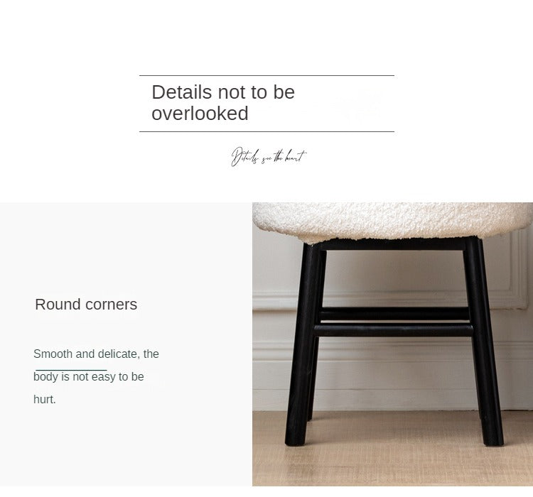 Premium Oak Solid Wood Makeup Stool - Scandinavian Light Luxury Vanity Bench with Backrest, Perfect for Dressing Table, Bedroom & Bathroom Decor