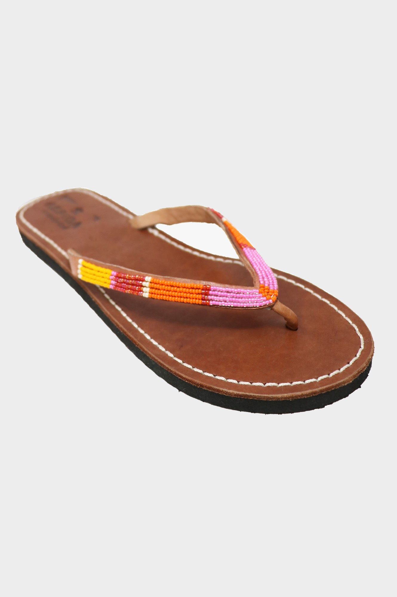Naisha Soft Padded Sole Leather Sandals for Women - Comfortable Pink & Orange Summer Sandals | Perfect for Beach, Vacation and Casual Wear