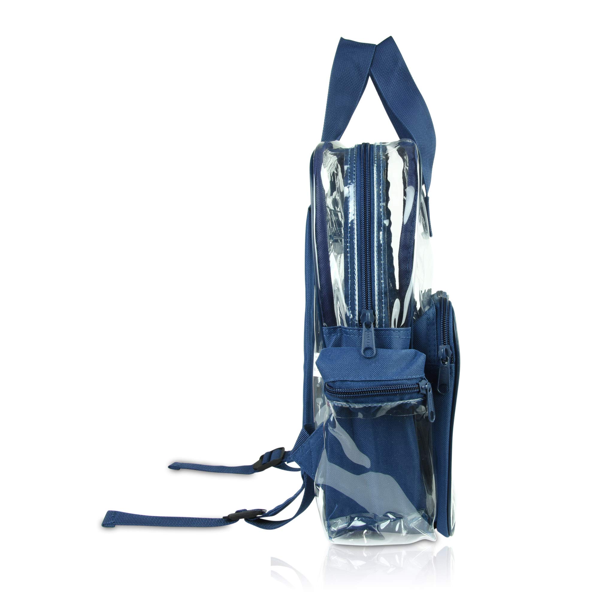 DALIX Small Clear Backpack Bag in Navy Blue - Lightweight Transparent School Backpack for Students, Travel & Stadium Security Events