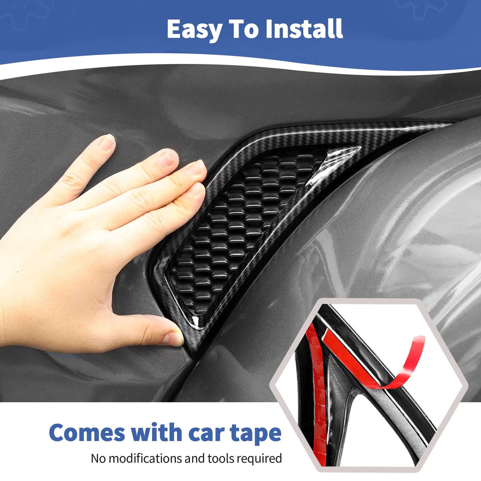 Jeep Wrangler JL JLU & Gladiator JT Side Fender Vent Decal Trim Cover (2018-2024) - Carbon Fiber Exterior Accessories - 2pcs - Off-Road & Street Style Upgrade