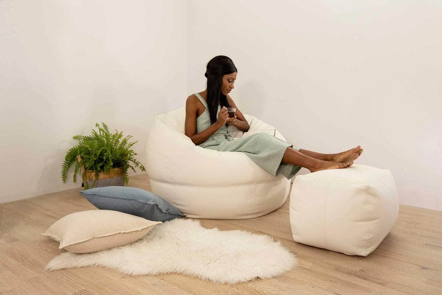 Big Pear Leather Bean Bag Chair - 5 Stylish Colors for Ultimate Comfort | Perfect for Living Room, Bedroom & Game Room Relaxation