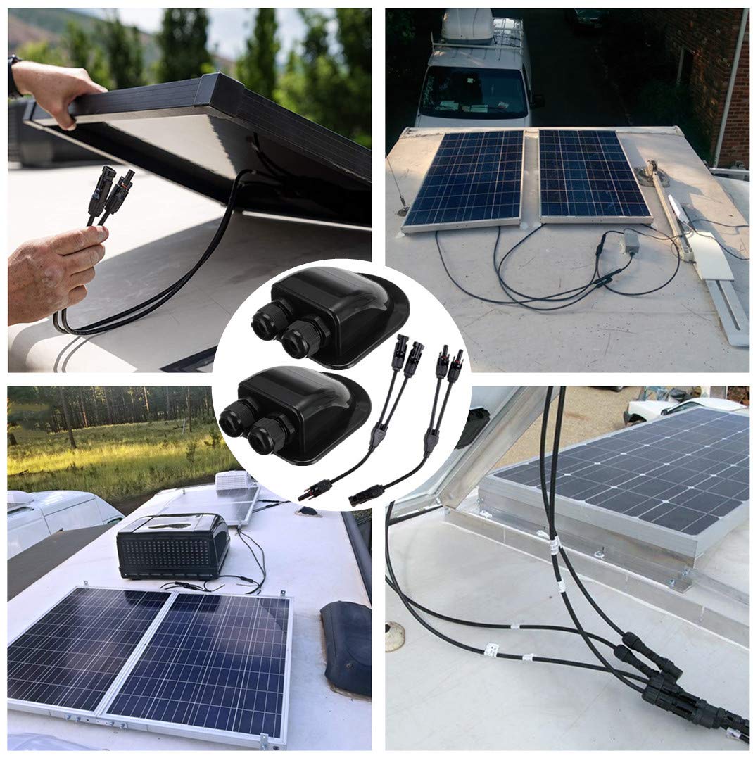 RV Solar Cable Entry Gland Box & Y Connector Kit for Marine, Boat, Caravan - Waterproof Solar Accessories