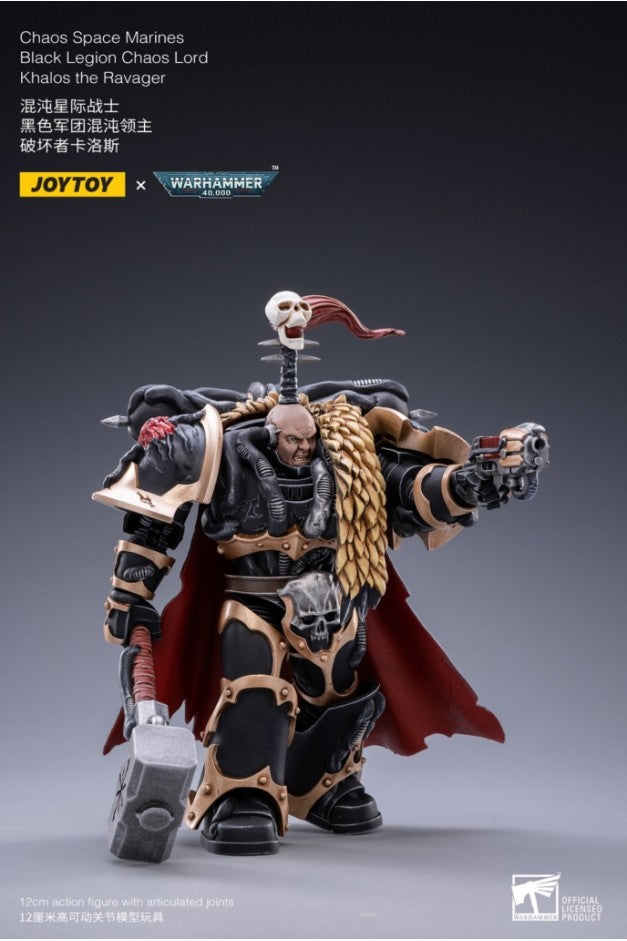 JOYTOY 1/18 Scale Warhammer 40K Chaos Space Marines Black Legion Chaos Lord Khalos The Ravager Action Figure - Collectible Model for Warhammer Fans & Tabletop Gaming