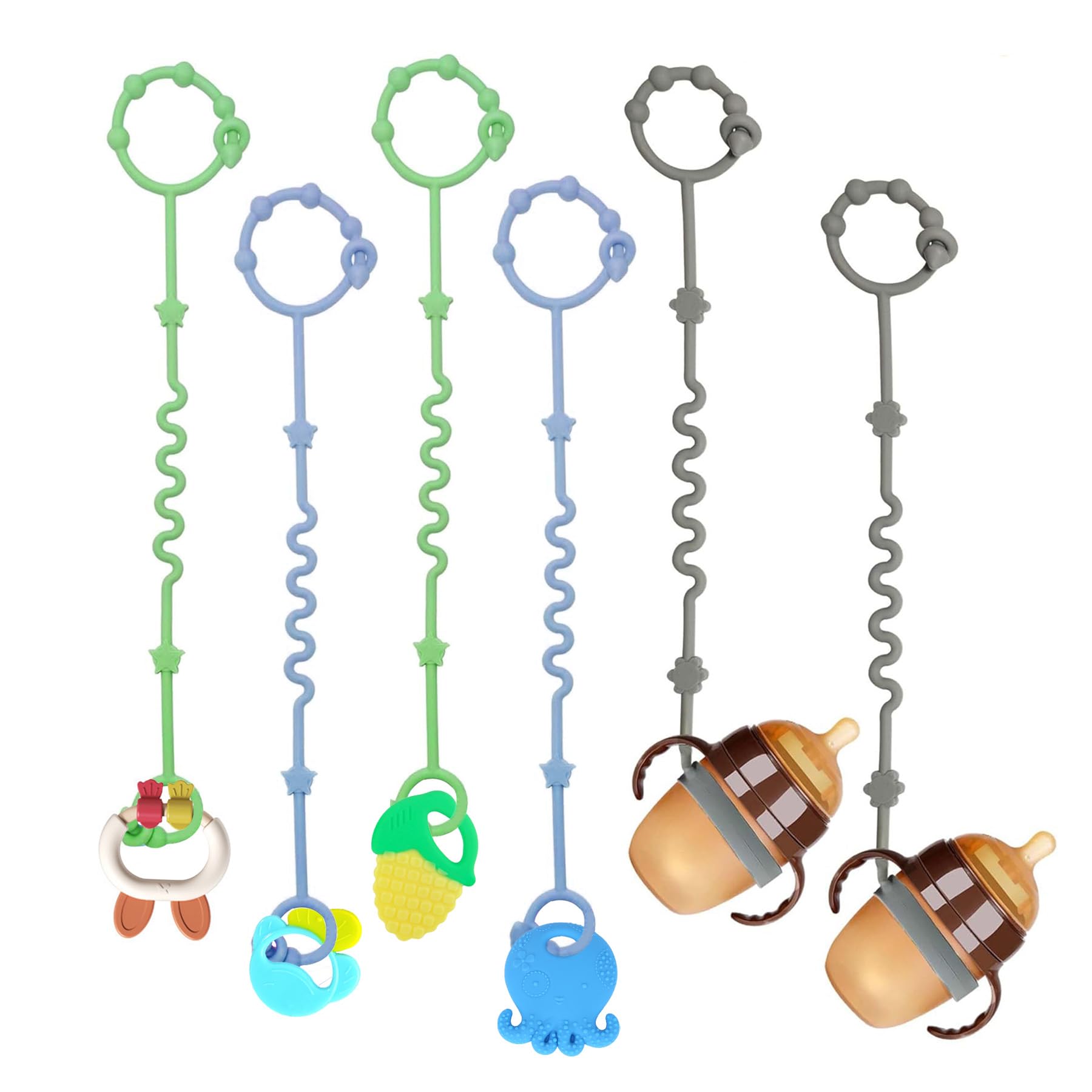 RTMOK Silicone Pacifier Clip & Toy Straps for Baby - Secure Teether Toys to Car Seats, High Chairs, Strollers, Cribs & Rocking Chairs | Durable Baby Toy Clips for Safe Playtime & On-the-Go Convenience