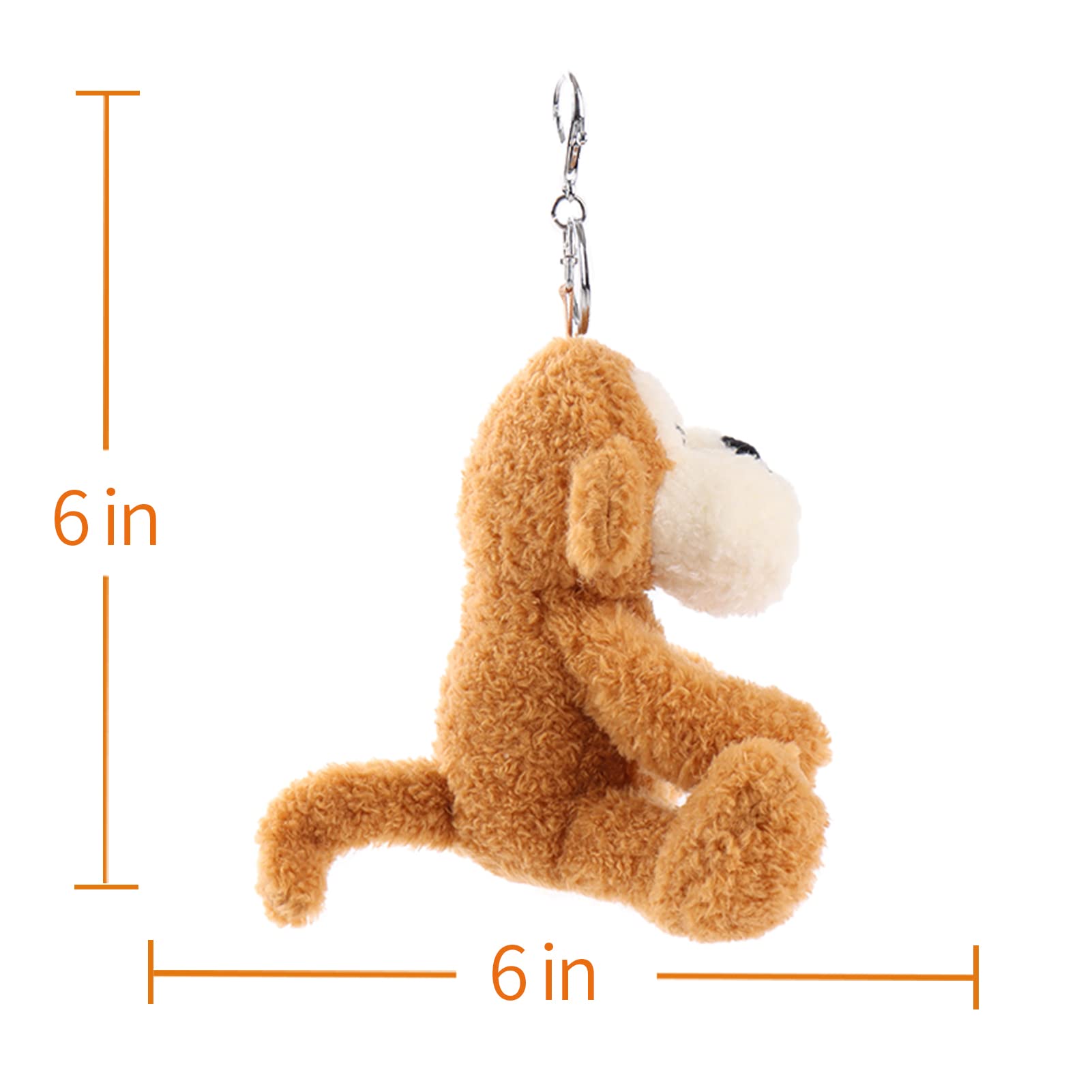 **Soft Plush Apricot Lamb & Monkey Stuffed Animal Keychain - Cute 6
