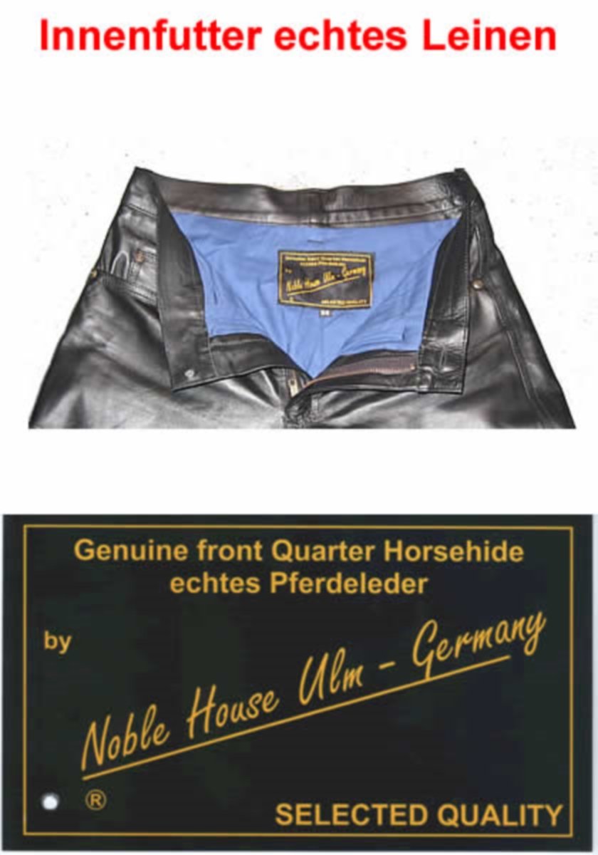 Noble House Horsehide Leather Pants for Riding & Fashion