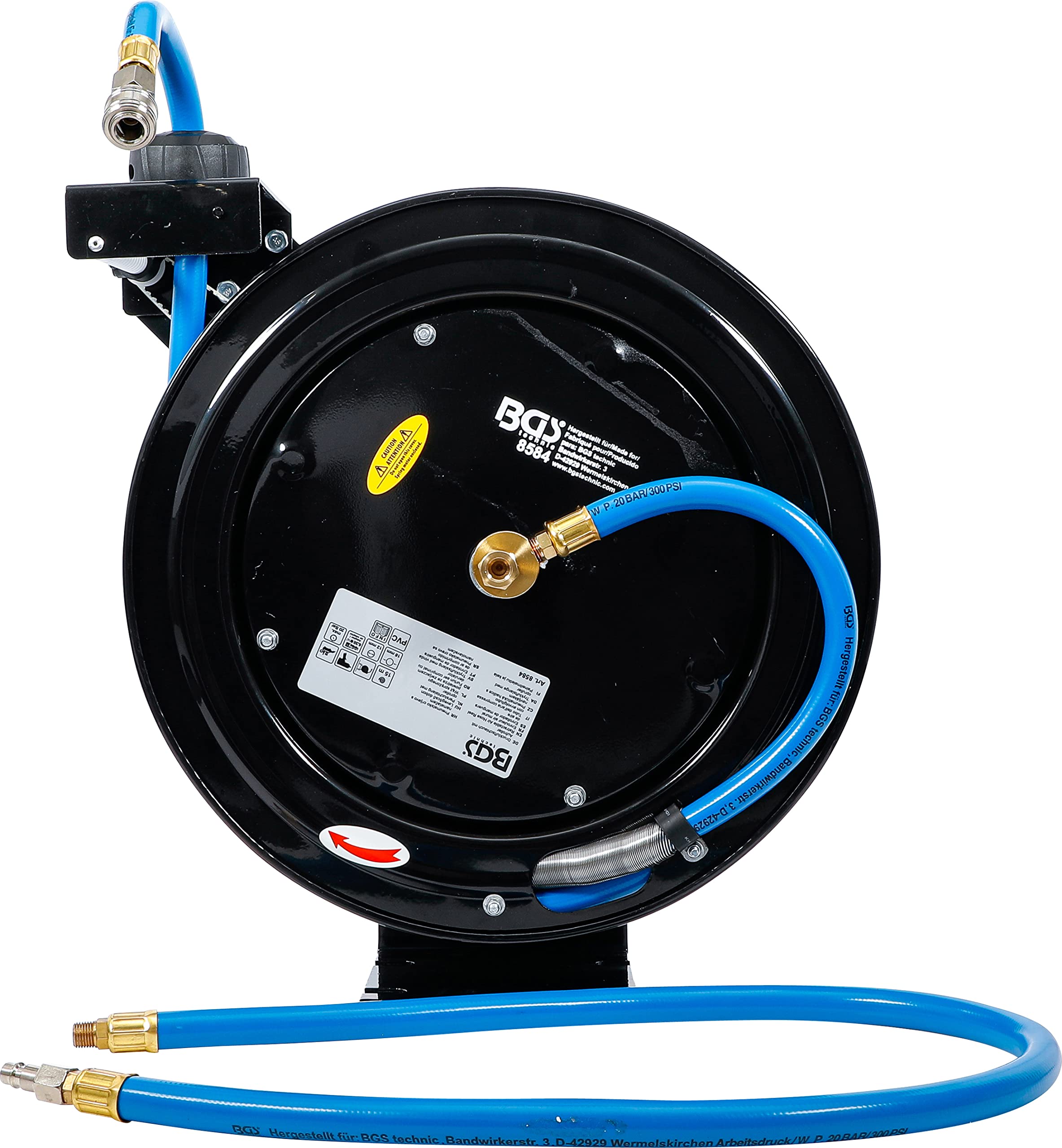 BGS 15m Retractable Compressed Air Hose - Heavy Duty for Air Tools, Inflators & Pneumatic Equipment - Ideal for Garages, Workshops & DIY Projects