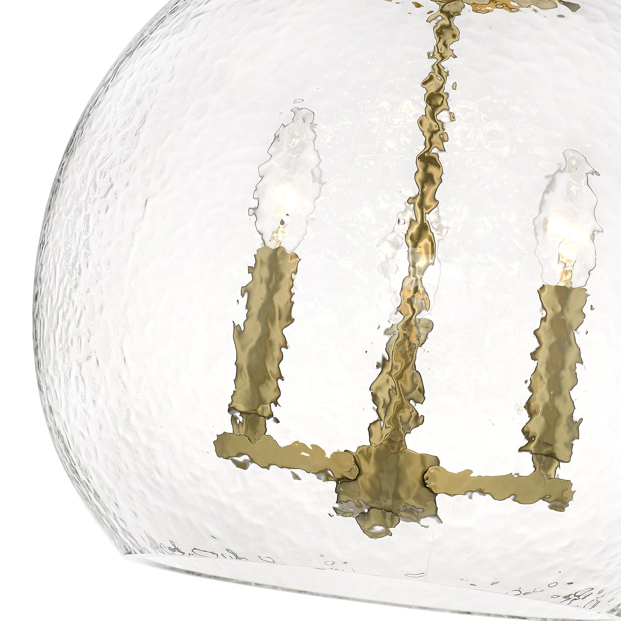 Ariella 3-Light Pendant Lighting in Brushed Champagne Bronze with Hammered Clear Glass - Modern Hanging Light Fixture for Kitchen Island, Dining Room, and Living Room Ceiling