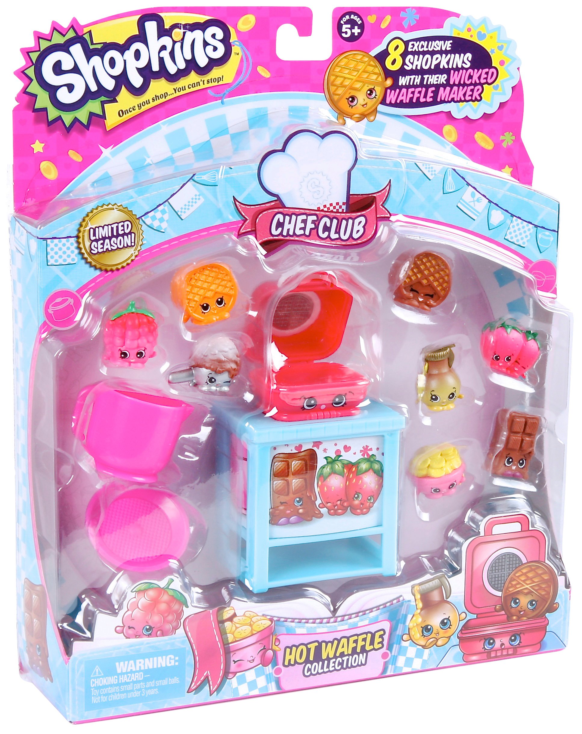 Shopkins Chef Club Hot Waffle Playset - 12 Piece Miniature Toy Food Set for Kids | Pretend Play, Collectibles & Party Favors | Perfect for Role Play, Birthday Gifts & Classroom Rewards