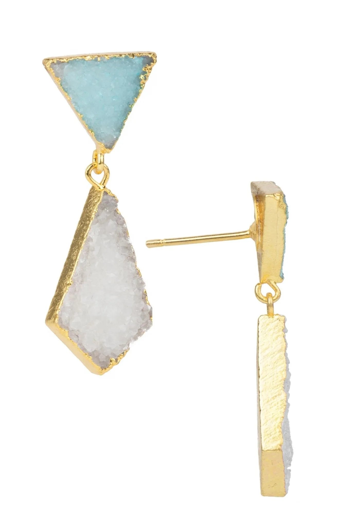 Geometric Druzy Drop Earrings for Women - Elegant Handmade Crystal Dangle Earrings - Perfect for Parties, Weddings & Everyday Wear