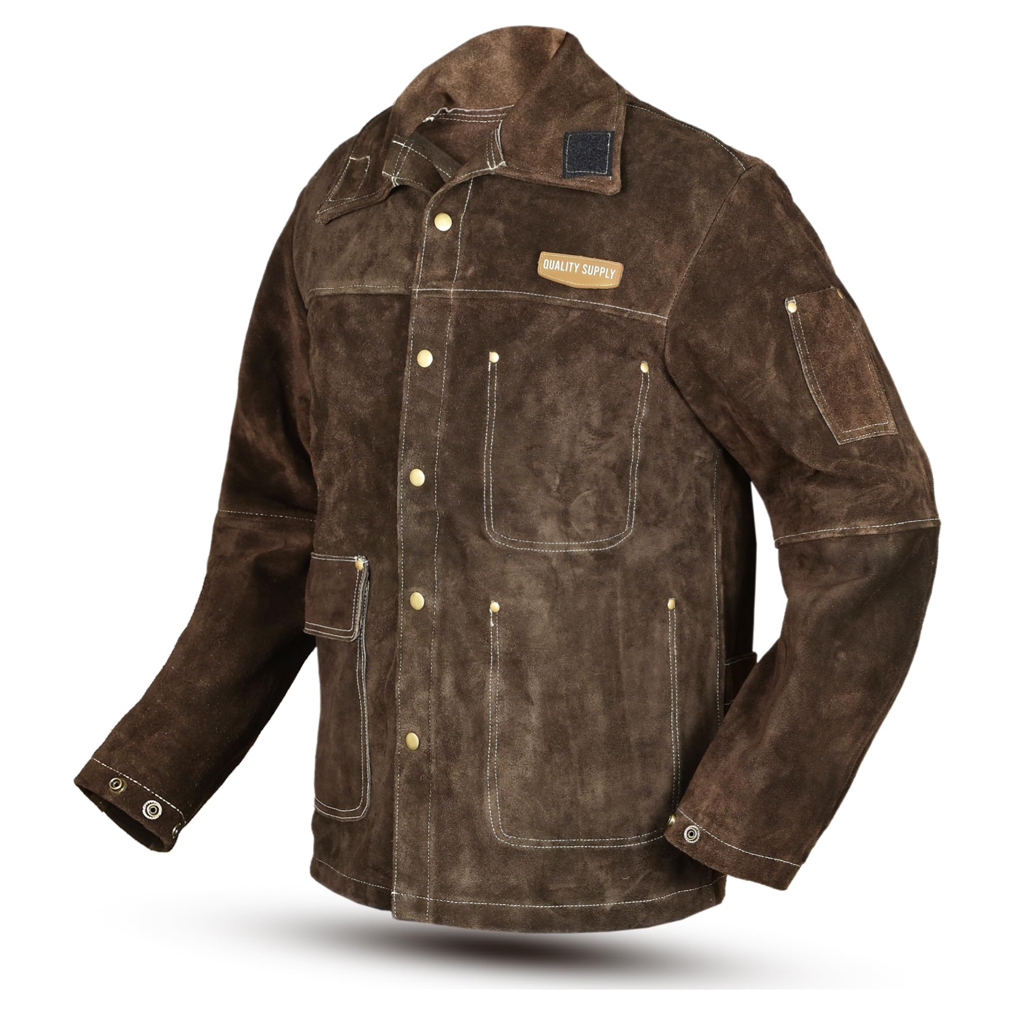 Men's & Women's Heat & Flame Resistant Leather Welding Jacket - Heavy Duty FR Safety Jacket for Welders - Perfect for Metalworking, Construction & DIY Projects
