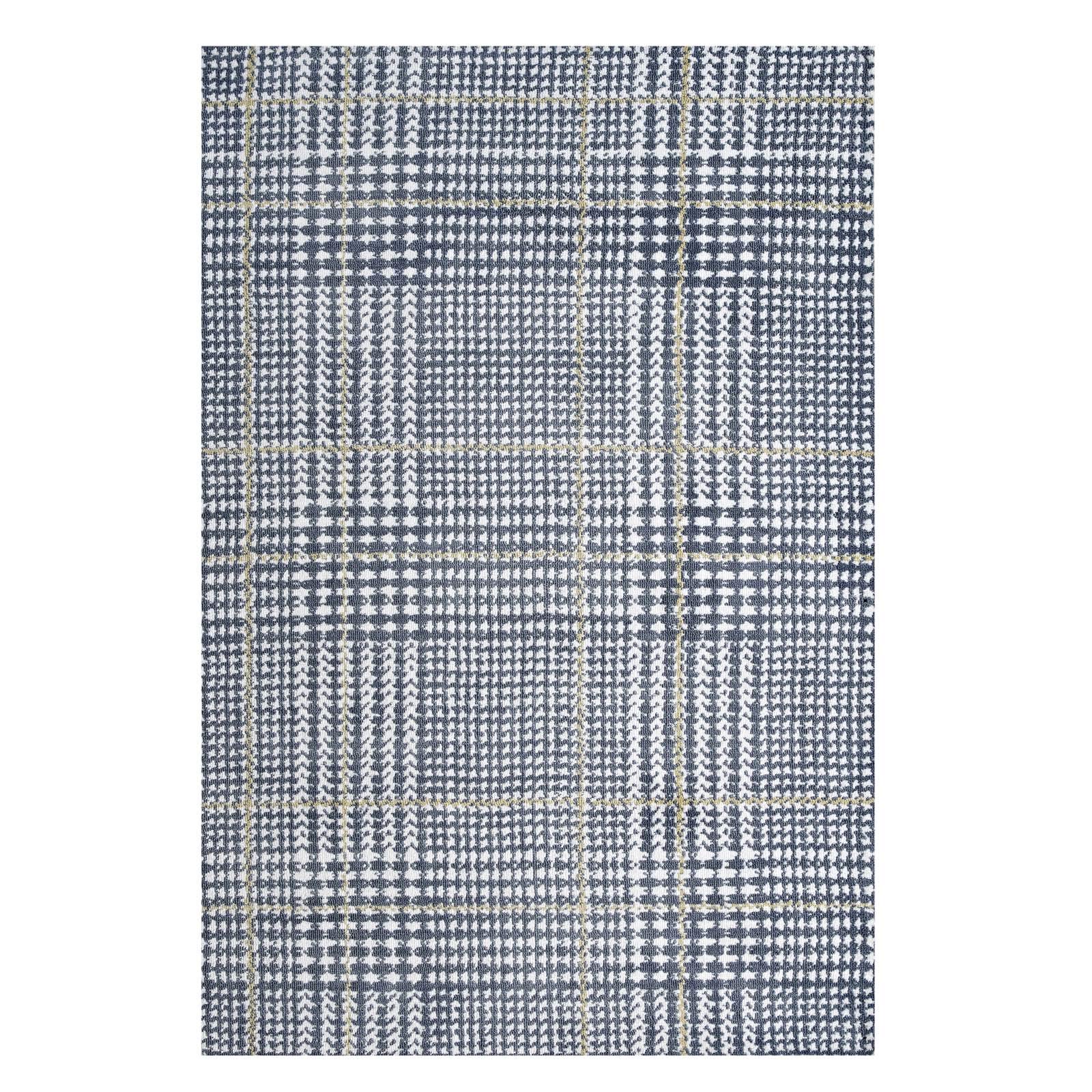 Modern Contemporary Urban Design Blue Area Rug - Non-Slip Living Room Carpet Runner for Lounge & Bedroom - Soft Fabric Floor Mat for Home Decor