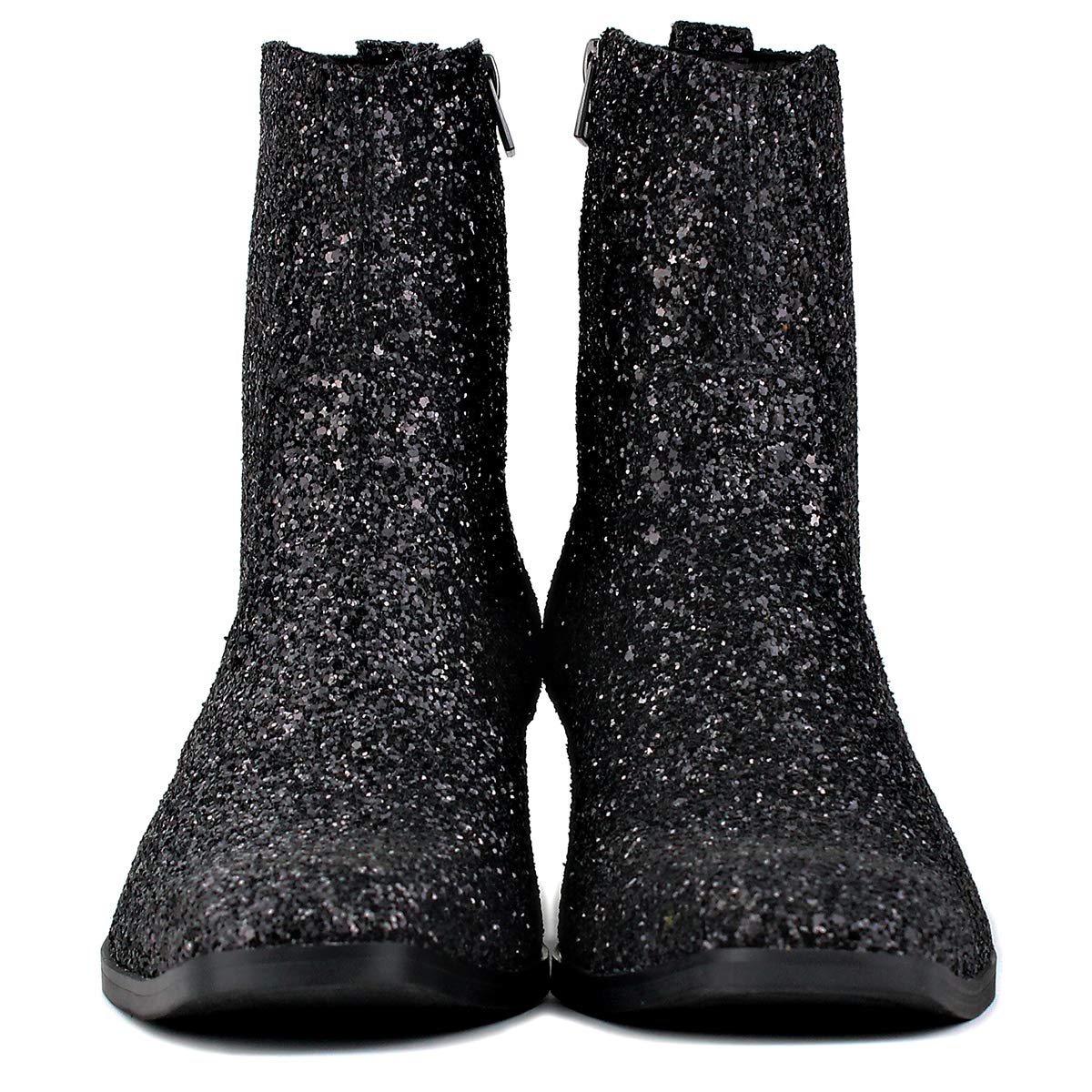 Premium Men's Leather Glitter Chukka Boots - Designer Dress Boots with Zipper & Casual Heel for Party, Date Night & Formal Occasions