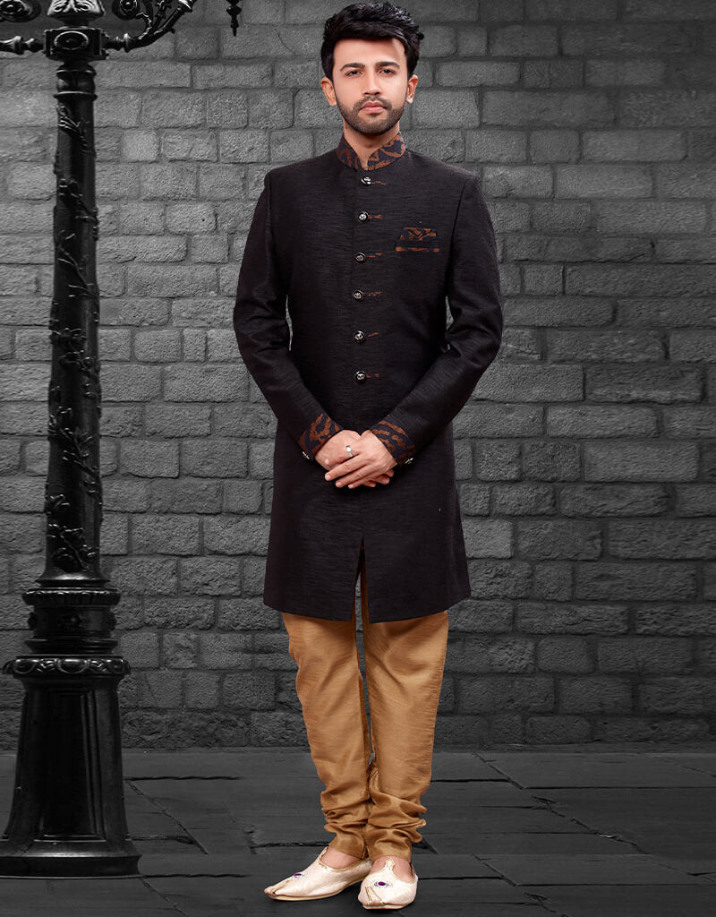 Elegant Black Kurta with Imported Silk Churidar - Perfect for Festivals, Weddings & Special Occasions