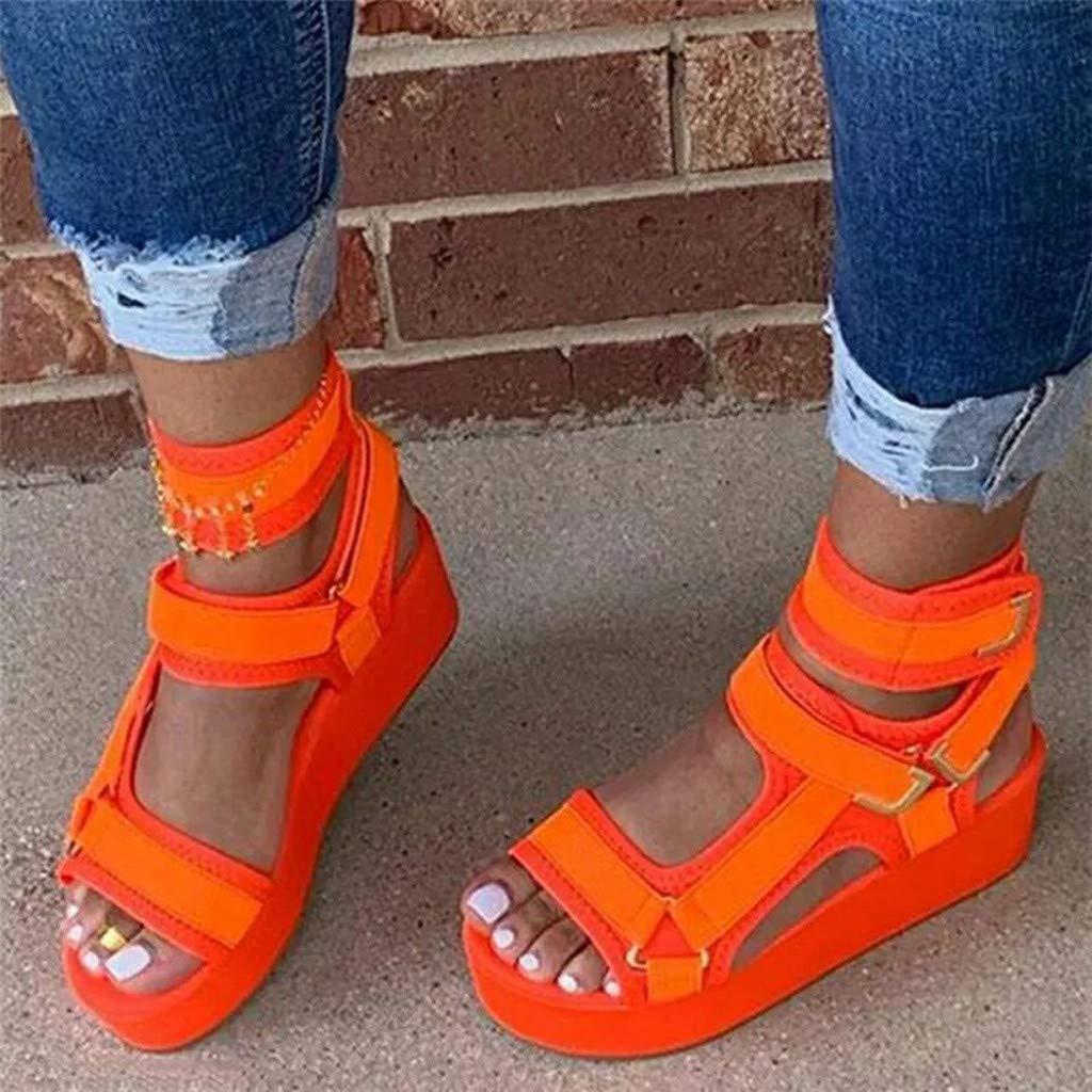Women's Wide Width Wedge Sandals with Ankle Buckle - 2020 Fashion Summer Beach Sandals, Open Toe Espadrille Platform Shoes for Casual Outings & Vacation Wear