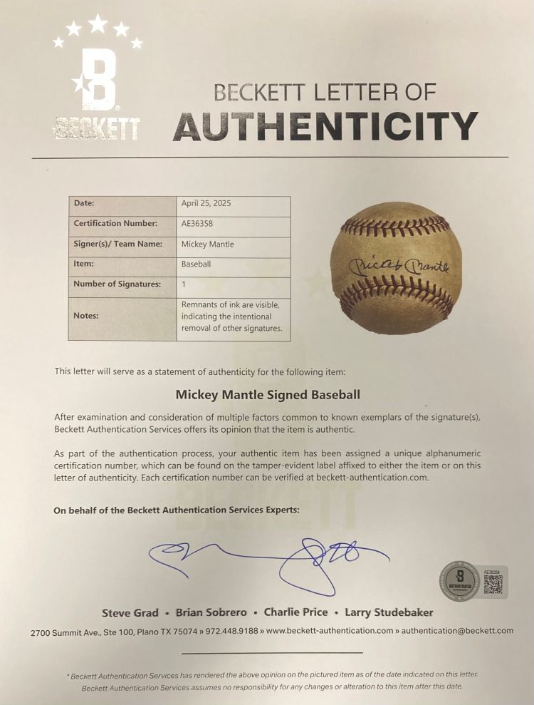 Authentic Mickey Mantle Signed 1960s New York Yankees Baseball - PSA/DNA Certified - Perfect for MLB Memorabilia Collectors & Yankees Fans Display