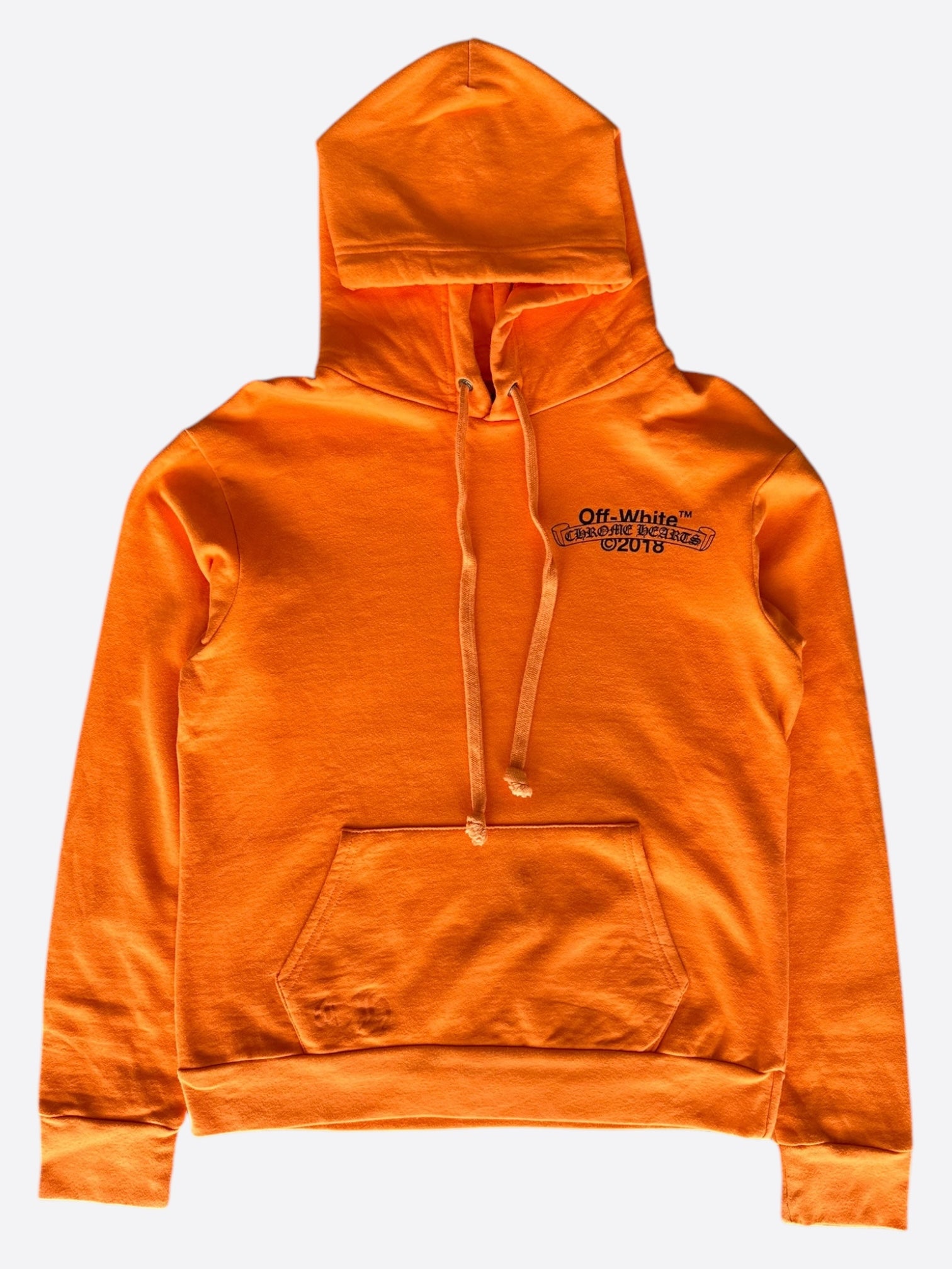 Chrome Hearts Off White Orange & Black Scroll Logo Hoodie - Stylish Streetwear for Men & Women - Perfect for Casual Outfits, Urban Fashion & Everyday Wear
