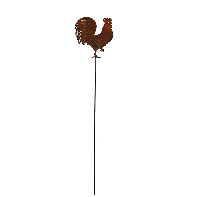Rustic Rooster Garden Stakes - W4942 Decorative Metal Yard Art for Outdoor Decor, Farmhouse Style Lawn Ornaments - Perfect for Flower Beds, Patios, and Countryside Gardens